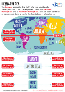 Hemispheres Worksheet: Free Printout for Children